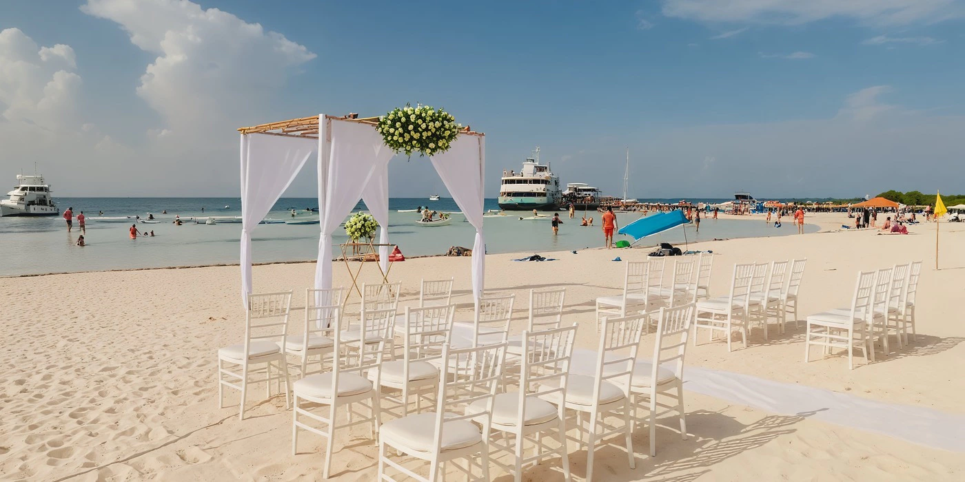 Soul Beach wedding venue at Breathless Cancun Soul with beachfront ceremony setup
