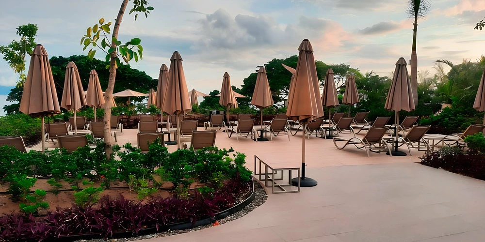 Coral Deck terrace setup for weddings and events at Secrets Bahia Mita